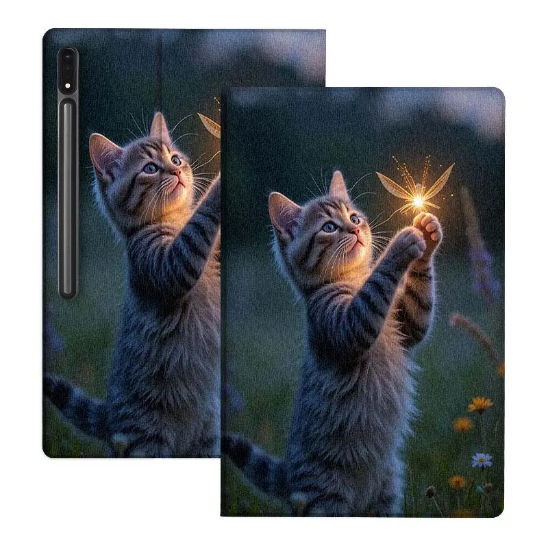 

Sunset Fox Cat Art For Samsung Galaxy Tab S10 S9 S8 S7 FE Lite Soft Flexible Support Tablet Case Gift