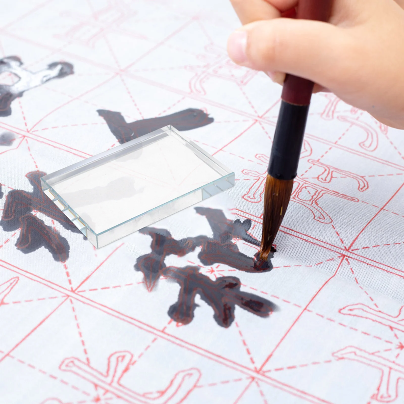 

Clear Glass Paperweight Heavy Decorative Square Design for Calligraphy Sewing Fabric Weights Home Crafts Glass Block