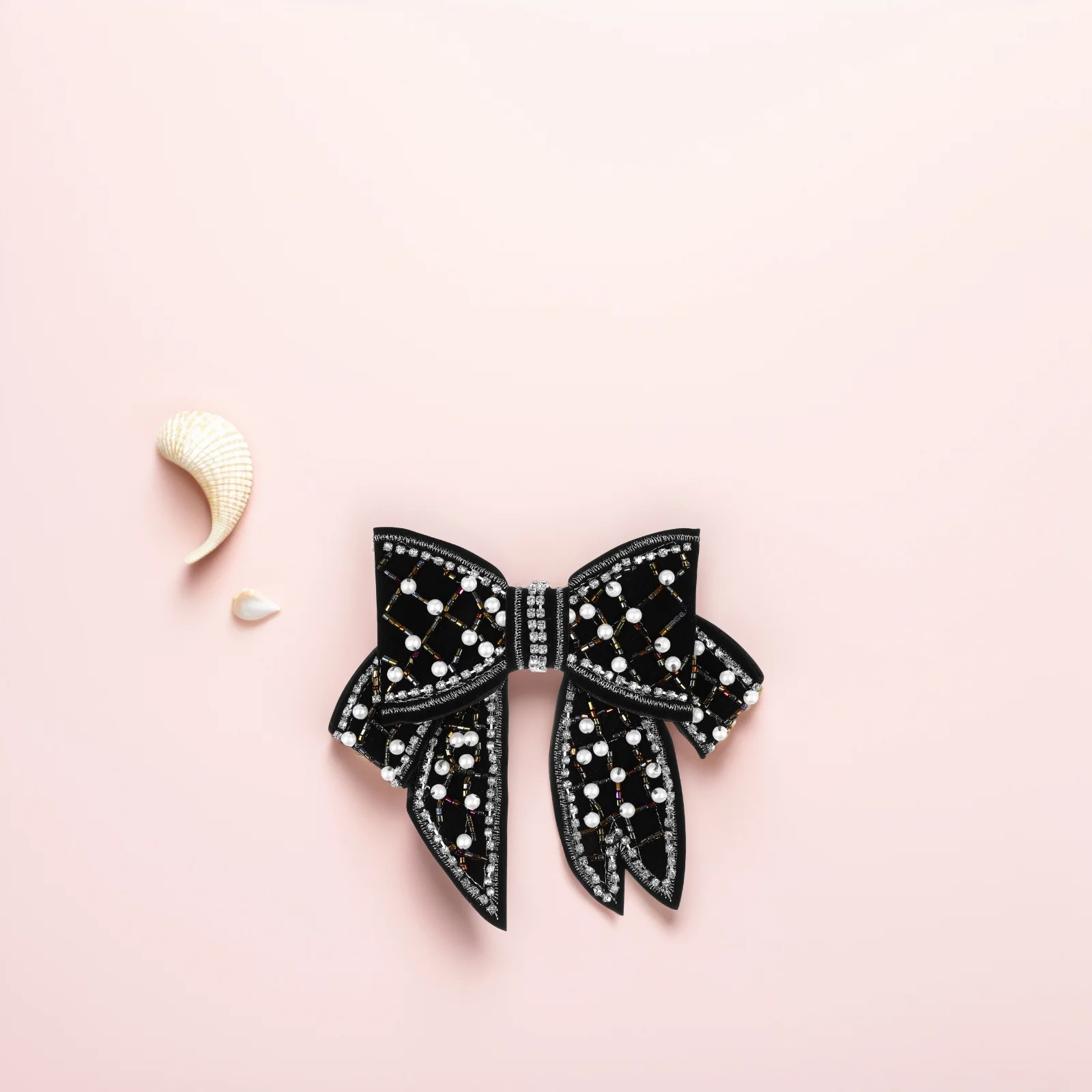 

Заколка для волос с бантом, большие стразы, бусины, винтажный ретро-зажим для волос с бантом для женщин, элегантный аксессуар для вечеринки и свадьбы