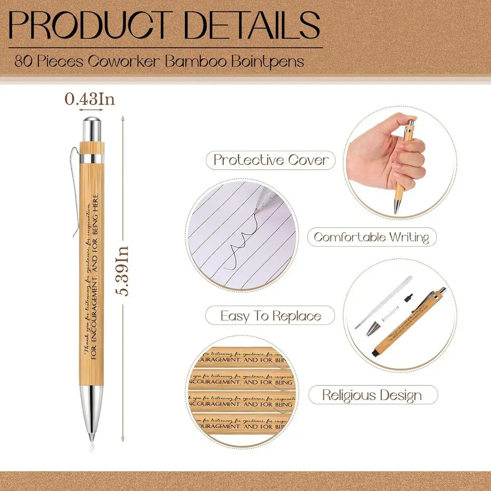 مجموعة مكونة من 240 قطعة مكونة من 80 هدايا عيد الميلاد: دفاتر ملاحظات جيبية وأقلام من الخيزران وسلاسل مفاتيح لتقدير الموظفين #3