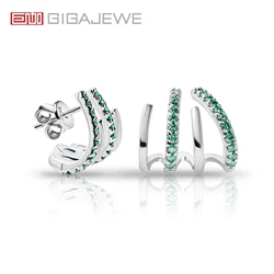 GIGAJEWE Natural Green Studs Gemstone Earring Moissanite S925 Silver 18K Gold Plated Diamond Test Passed Jewelry Woman Wife Gift