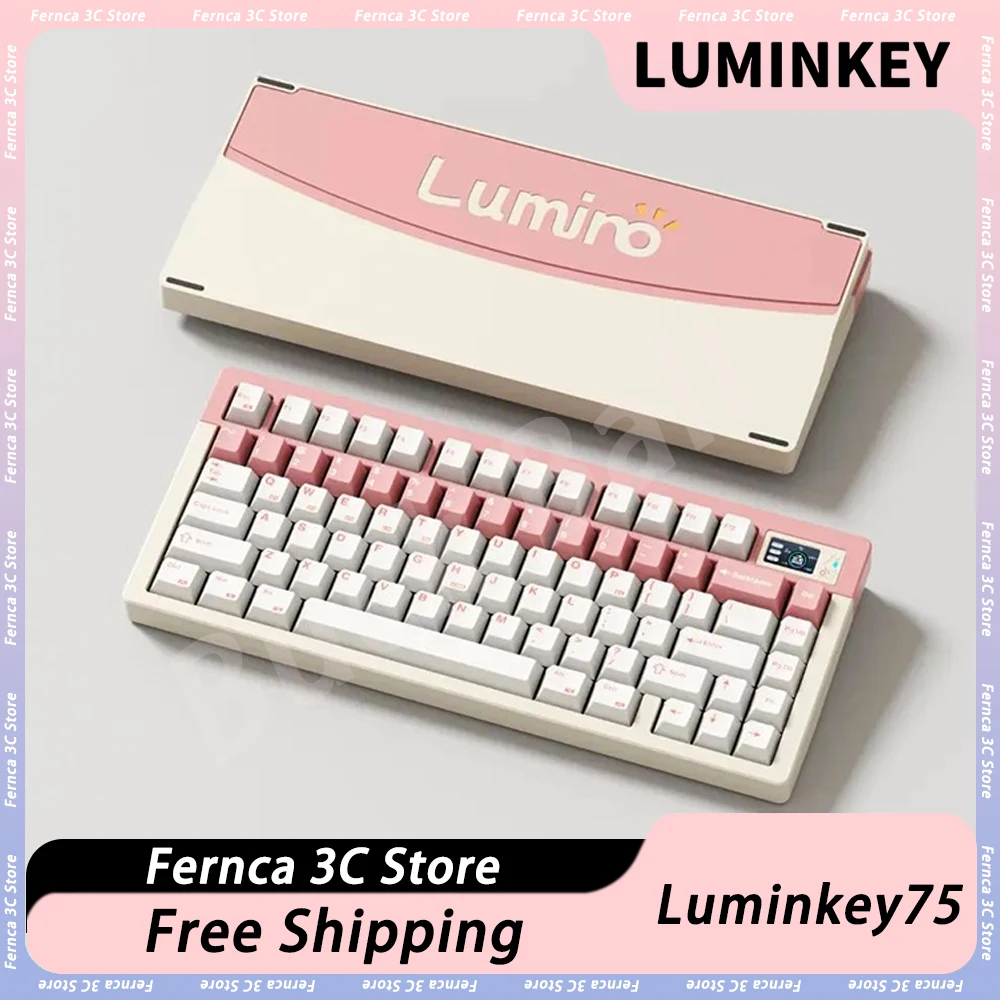 New Luminkey75 Wireless Mechanical Keyboard Hot Swap Aluminium Alloy Gaming Keyboard Smart Screen 81Keys Pc Gamer Accessories