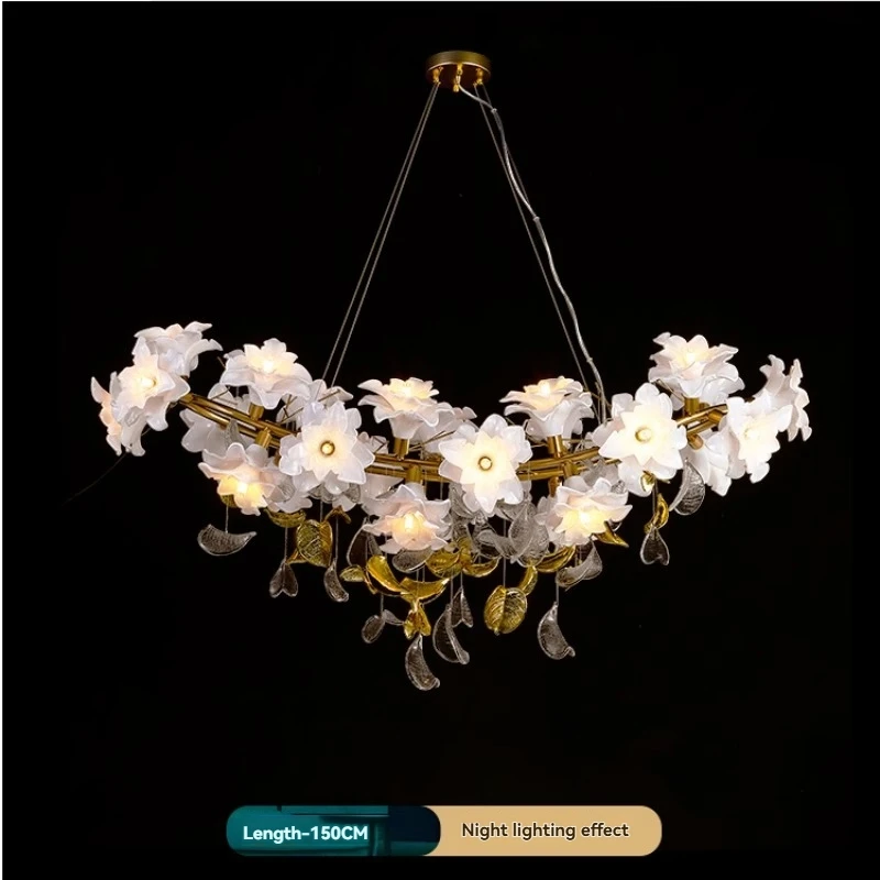 高級階段用クリスタルシャンデリア、ロフト用吊り下げシャンデリア、ホテルロビー、リビングルーム用デザイナーフラワーシェイプシャンデリア