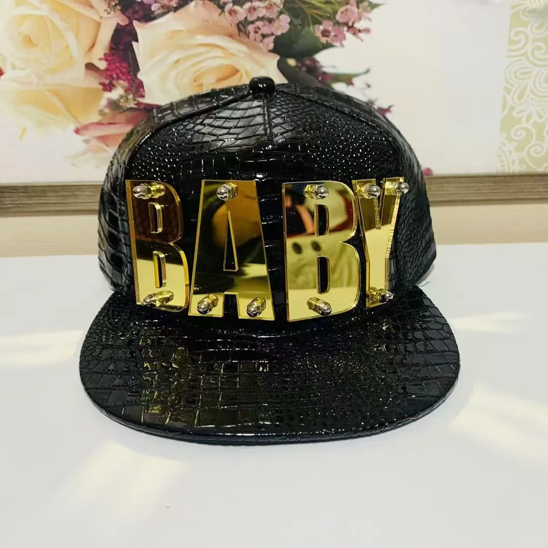 American street fashion handmade heavy industry 4 letter splicing decoration new and unique nightclub performance hip-hop hat