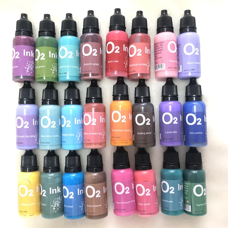 24Pcs/lot O2 Distress Ink Pad Fluid Vintage Oxide Printing Pad Clear Stamp Smudge Effect Retro Printing for Dyeing Card 0.5oz