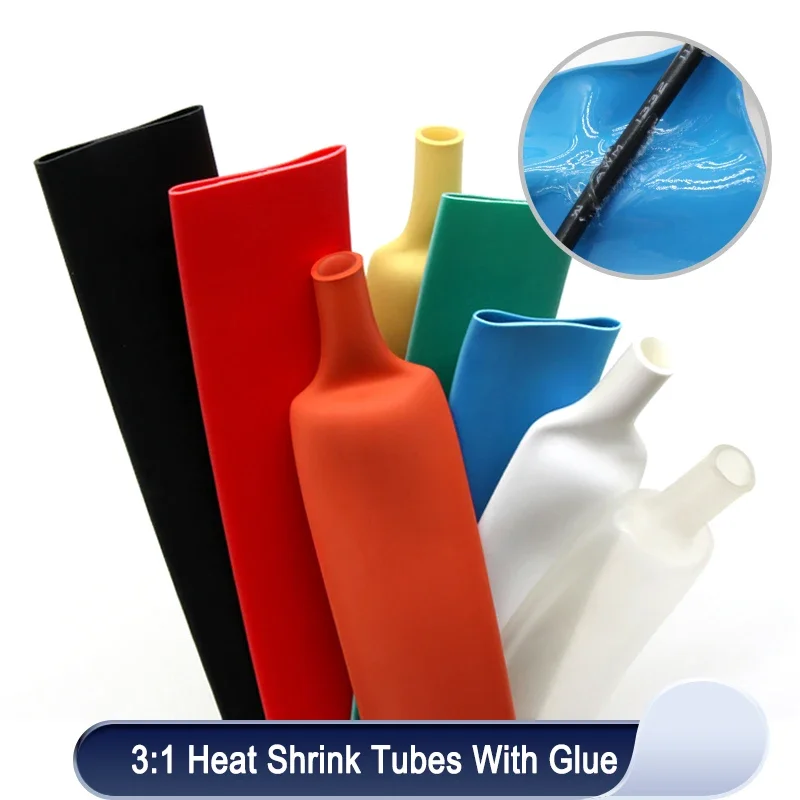 

1/5/10m 3:1 Heat Shrink Tube With Glue Diameter 1.6/2.4/3.2/4.8/6.4/7.9/9.5/12.7/15.4/19.1/25.4/30/39/50mm Double Wall Tube