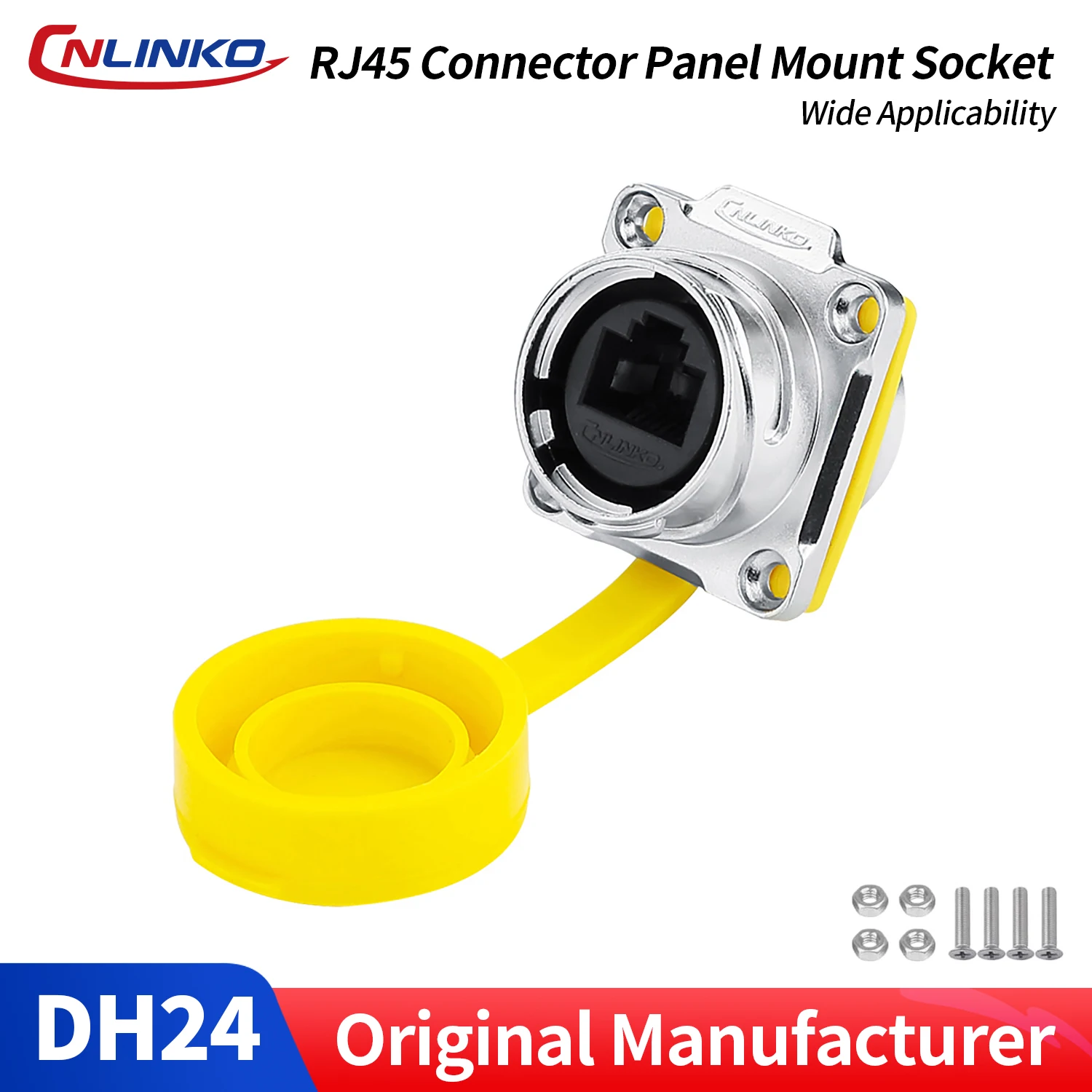 CNLINKO M24 Industrial Waterproof Ethernet Connector RJ45 Female Panel Socket IP68 8P8C Cat6 for Outdoor Automation LED Display