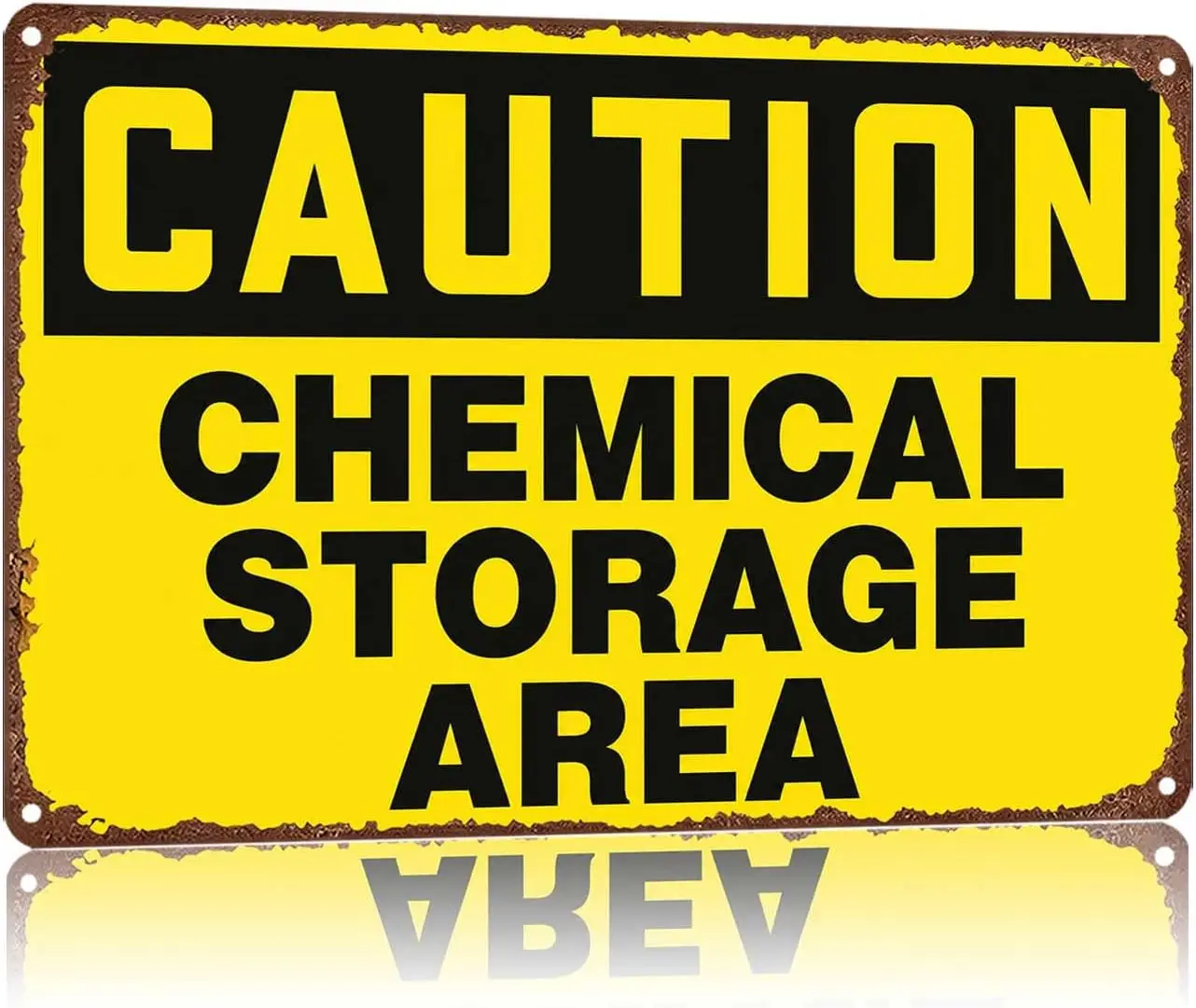 Metal Sign Caution Chemical Storage Area Warning Wall Decor | Classic  ,Retro,Waterproof Aluminum,Funny,UV-printing,Easy To Inst