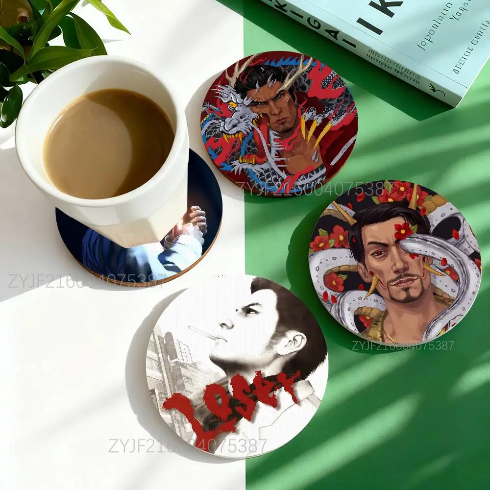 

Y-Yakuza Kazuma Kiryu Round Wooden For Cute Design Suitable for Drinks Tea,Coffee Home Perfect Gift Holidays Coasters