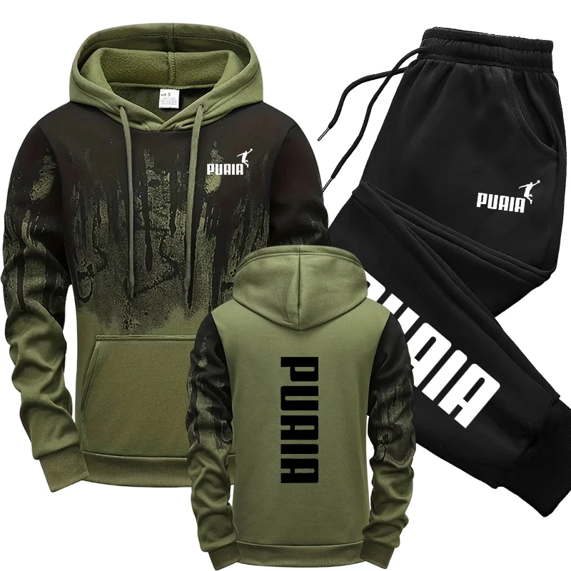 2025 New Arrival Men's Set Hooded Sweatshirts Sweatpants Fall&Winter Daily Casual Sporty Jogger Suit Urban Fashion Hoody Outfits