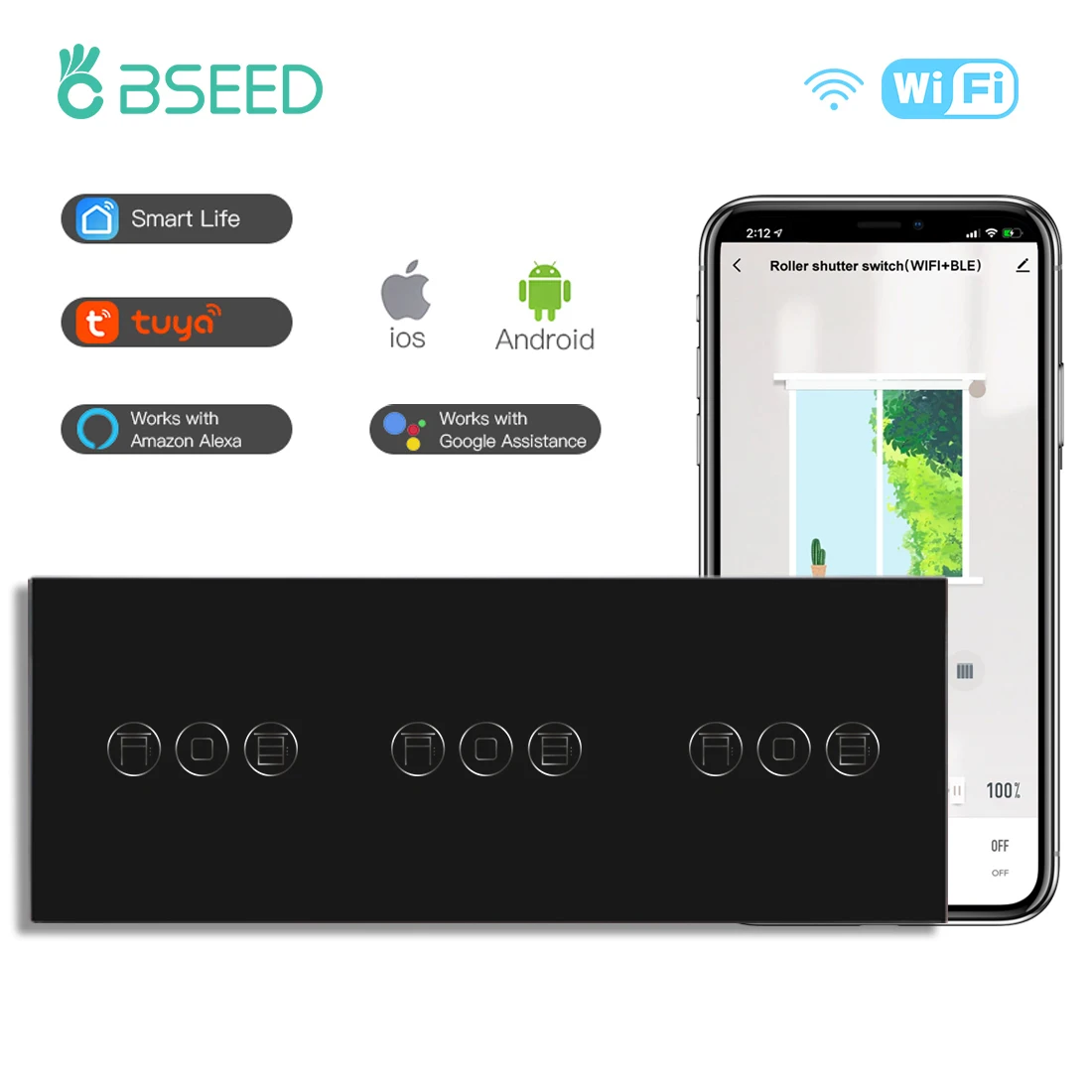 BSEED Wifi Shutter Schalter APP Steuerung Smart Roller Blind Serie Glas Panel Unterstützung Tuya Google Smart Life Shutter Schalter 10