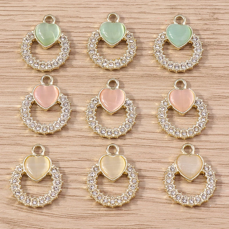 

10pcs 17x22mm Elegant Crystal Love Heart Charms Pendants for Jewelry Making Necklaces Earrings Bracelets DIY Crafts Accessories