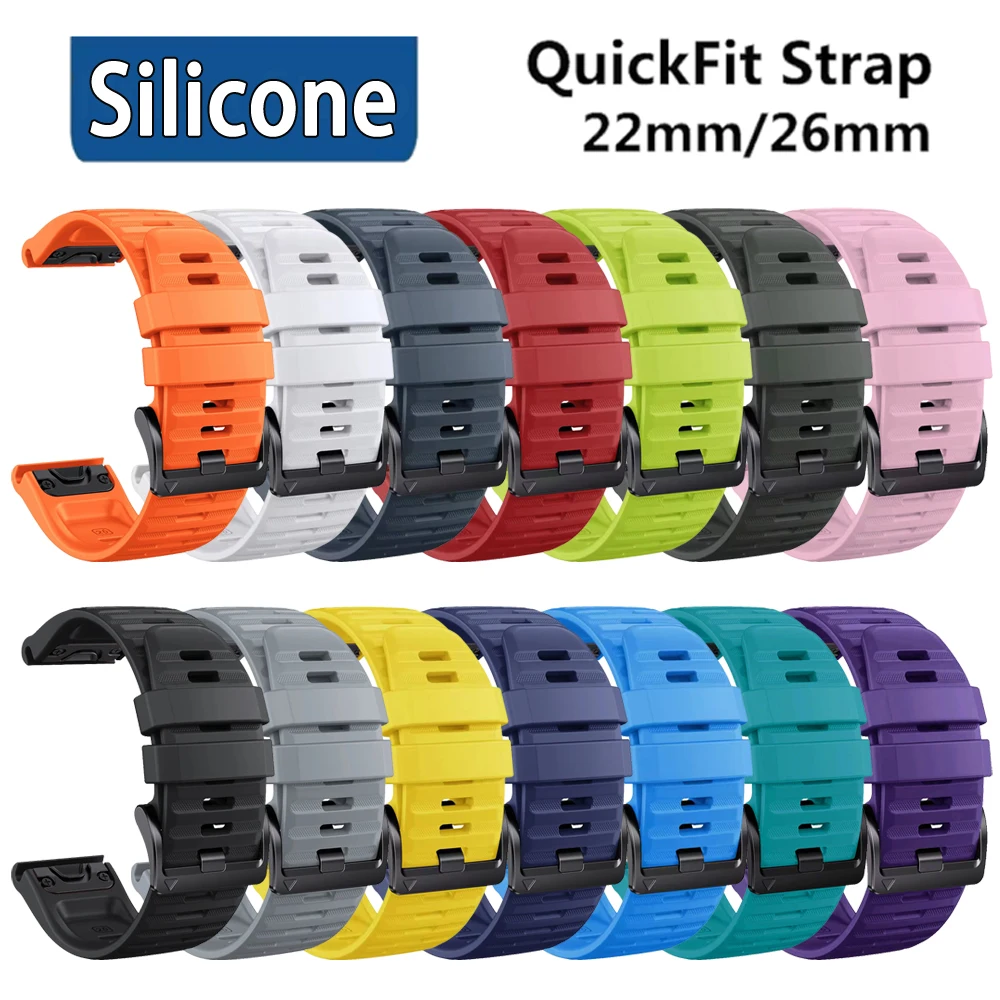 QuickFit Silicone 22 26mm Strap for Garmin Fenix 6 6X Pro 5X 5 Plus fenix8 E 7 7X Watchband Forerunner 970 965 Tactix 8 Bracelet