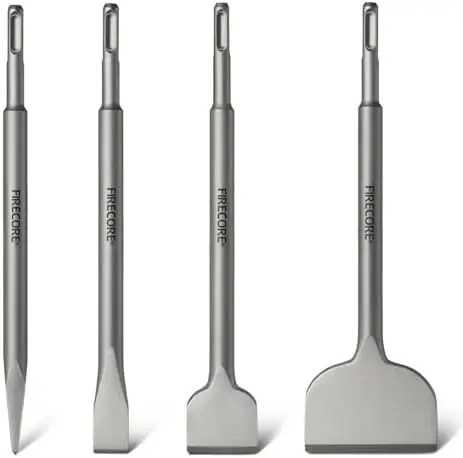 

Набор долот Firecore 4PC SDS для перфоратора - демонтажные насадки из легированной стали для удаления плитки, цемента, строительного раствора