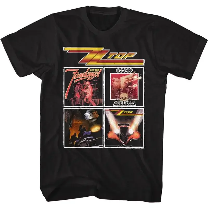 ZZ Top 4 Different Album Covers Framed Men's T Shirt Rock Music Band Merch
