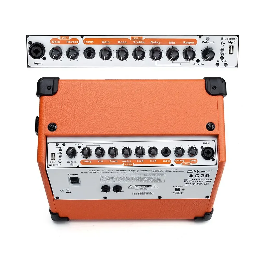 Best Seller 20-Watt Portable Acoustic Guitar Amplifier For Ukulele Microphone With Reverb, Chorus Effects U Disk Input Bluetooth