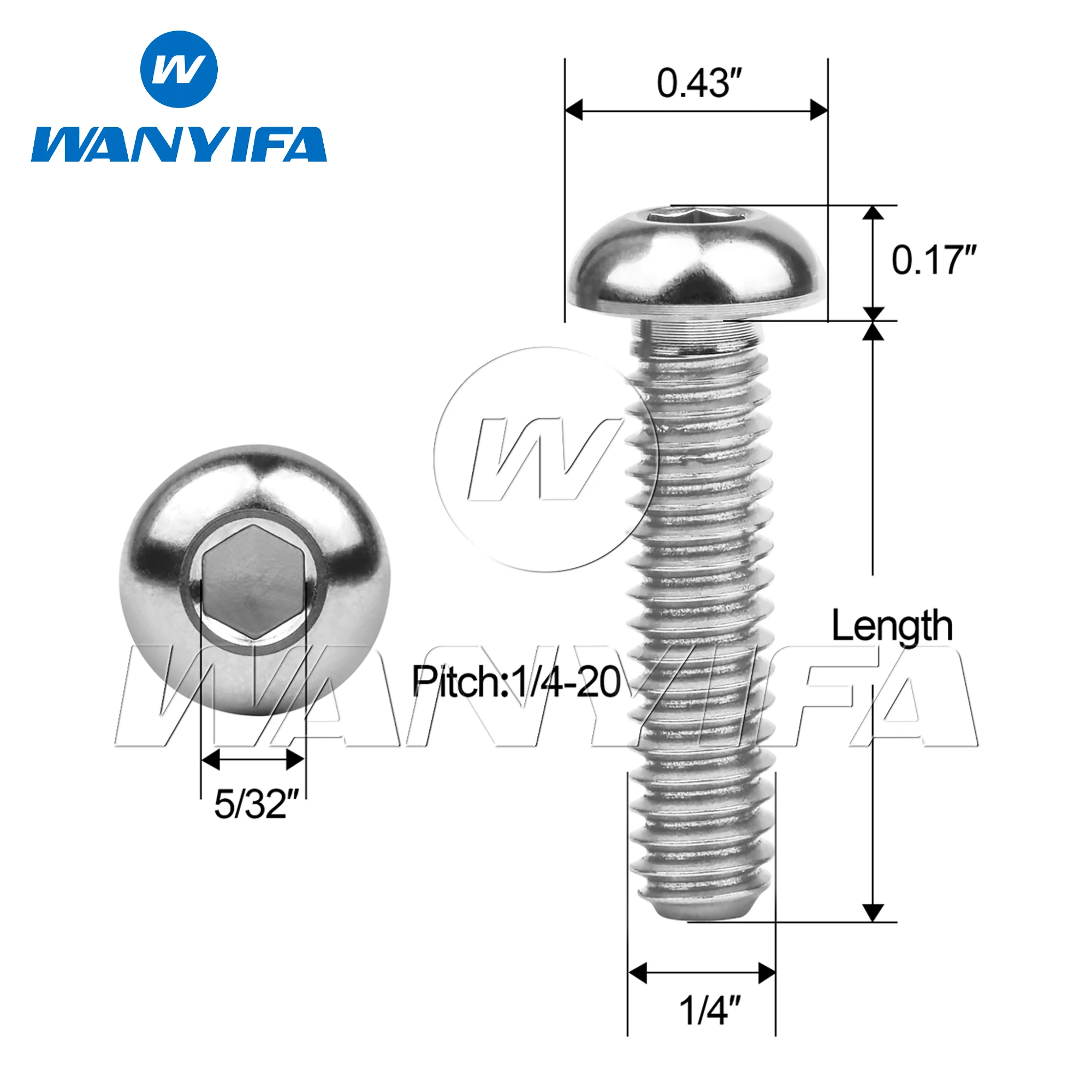 Wanyifa Titanium 1/4-20 US Standard Bolt 3/8