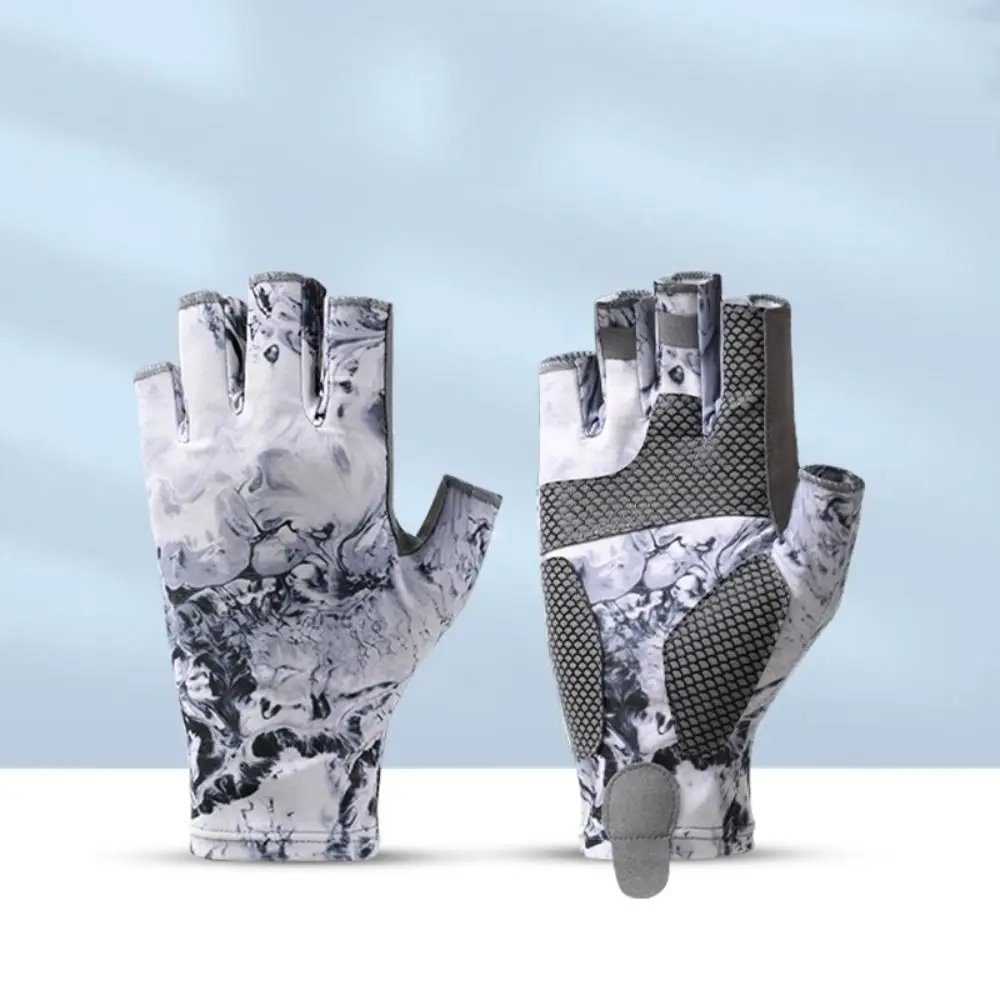Gants de pêche élastiques professionnels, protection solaire, respirants, pour hommes, gants de cyclisme, antidérapants, absorbant la sueur, sans doigts