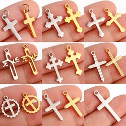5Pcs Cross Charms Stainless Steel Pendant for Jewelry Making DIY Amulet Bracelet Earrings Necklace Handmade Gifts Charm Supplies