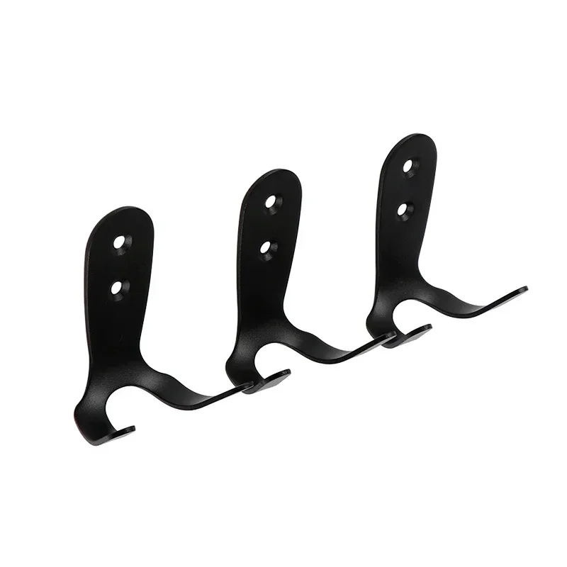 5pcs Stainless Steel Single Hook Black Cloak Hat Solid Cloak Hook Household Hotel Kitchen Bathroom Partition Cloak Hooks