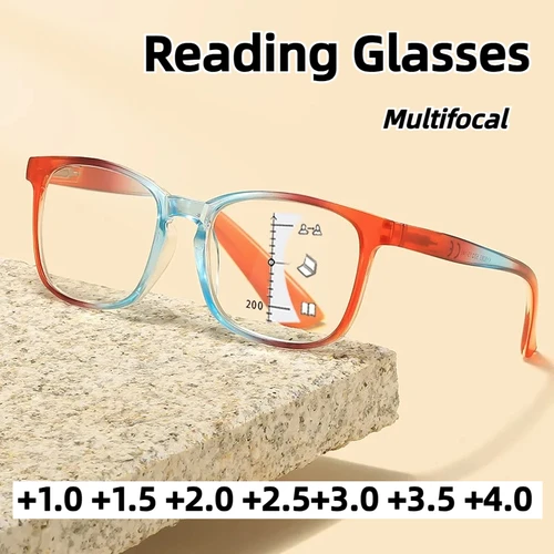 Gafas de lectura multifocales de moda Unisex, gafas antiluz azul de alta definición, gafas clásicas con montura cuadrada para presbicia