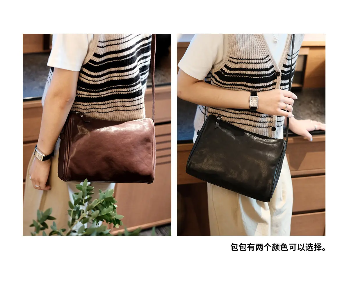 Outdoor-Tagesgepäcktasche aus Rindsleder, Damen-Umhängetasche, lässige Vintage-Designer-Handtasche aus echtem Leder, handgefertigt. – Detail 5