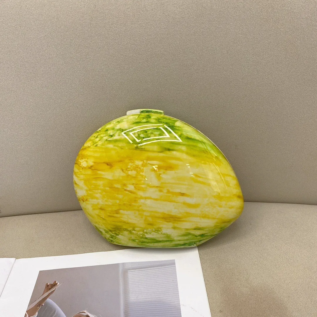 Niche Design Goose Egg Marble Pattern Irregular Glossy Simple Gradual Change Personality Dinner Bag Hand Messenger Bag