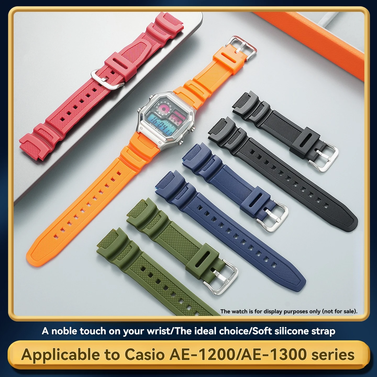 Suitable for Casio ae1300 small square AE1200 watch strap AQ-S810W modified silicone watchband accessories 18mm