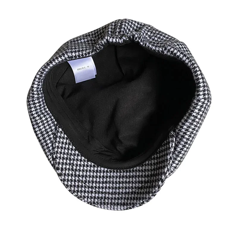 Fashion Houndstooth Plaid Newsboy Caps for Women Autumn Winter Retro Beret Hats Painter Hats For Man NC07