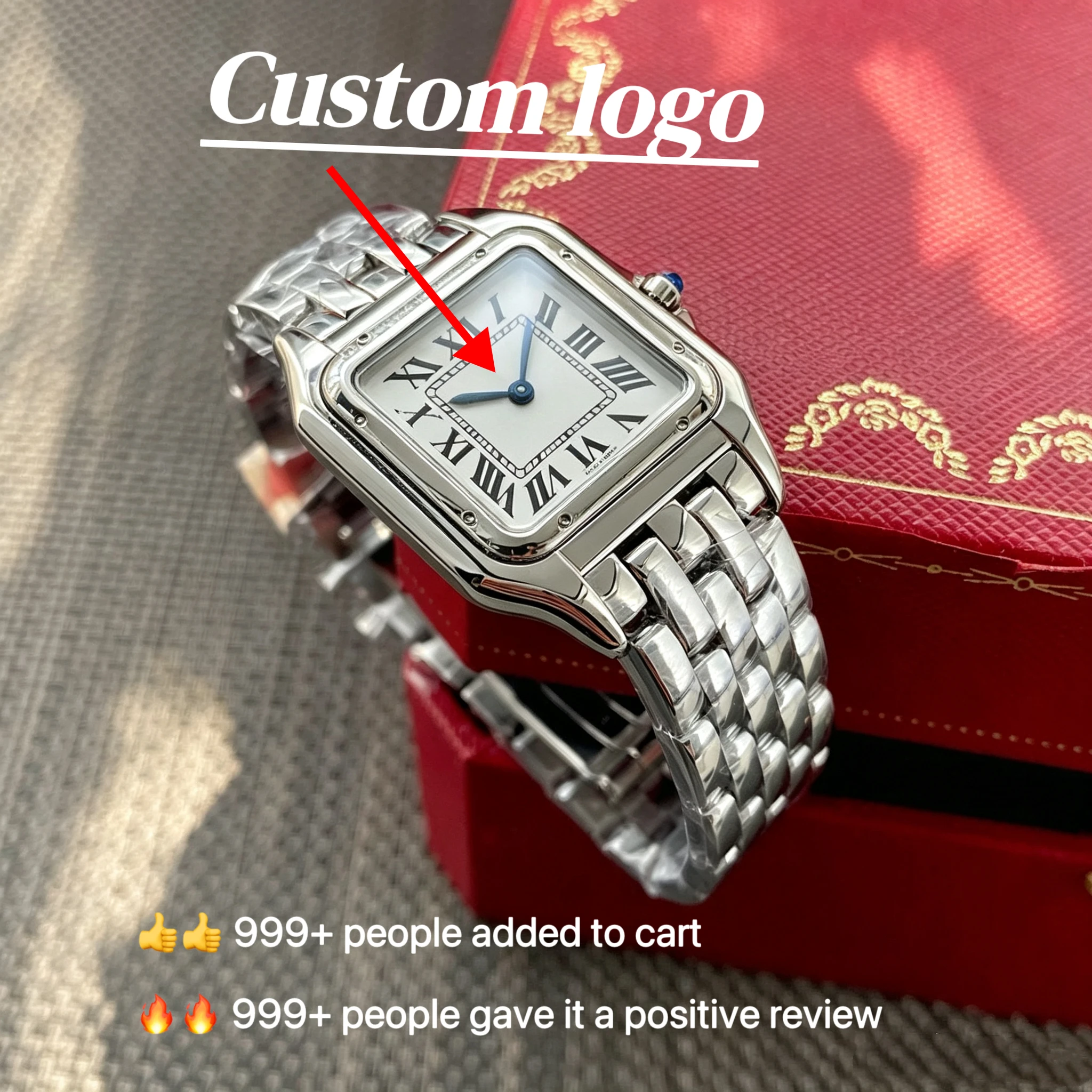 Customized Women's Stainless Steel Quartz Watch Luxury Design Female Waterproof Bracelet Clock with Box Size m/s Females Gift