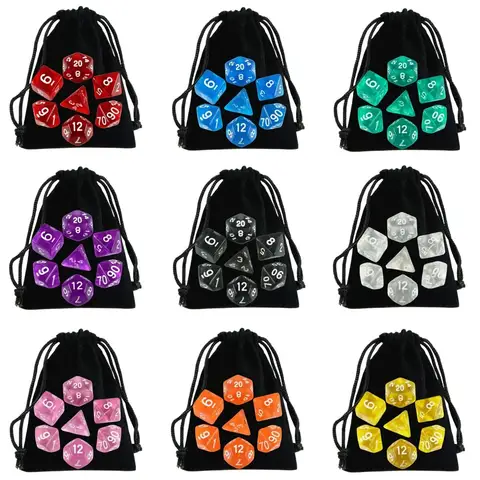 DND Dice Polyhedral Dice RPG High Quality Transparent Dice Game Set Various Wonderful Colours For DND RPG Board Game Party Games