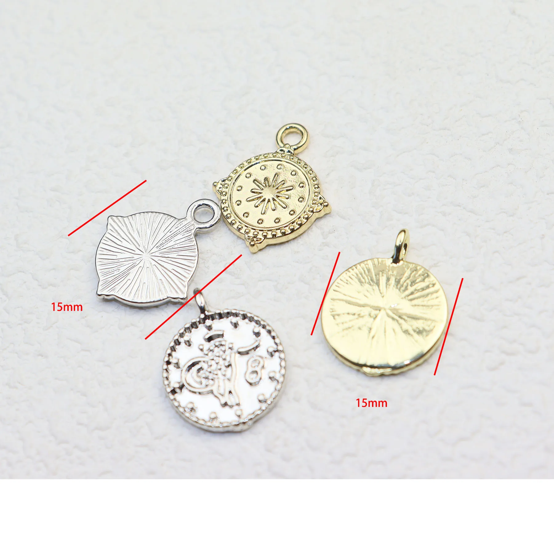 Eruifa 20pcs 13mm Nice Star Print Coin  Plated Zinc Alloy Charms Pendant Jewelry DIY Necklace 2 colors