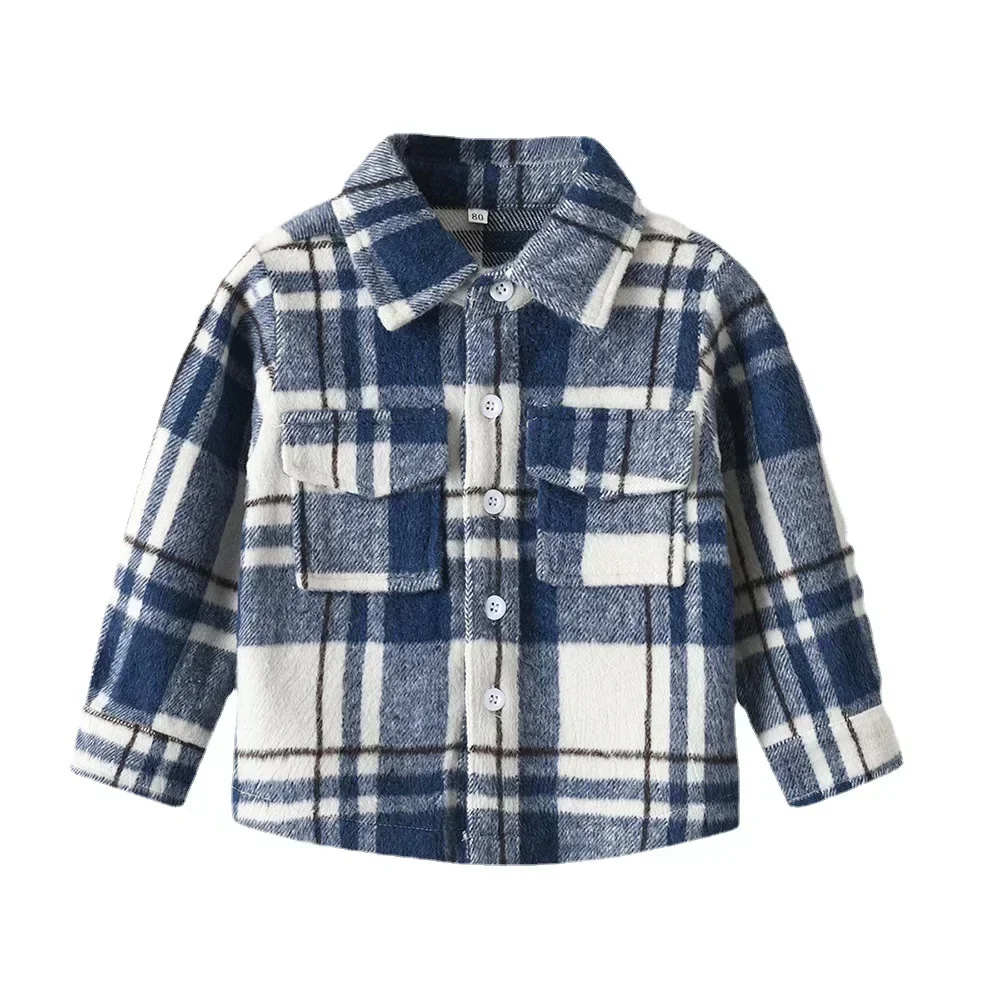 Children\'s Autumn Plaid Long Sleeved Shirt Brother & Sister Shirt Cotton College Style Thickened Shirt Boys Shirts Girls Blouse