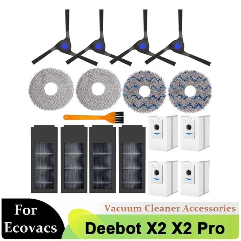 

Аксессуары для робота-пылесоса Ecovacs Deebot X2 / X2 Pro / X2 Omni, боковая щетка, фильтр, тряпка для швабры, мешок для пыли