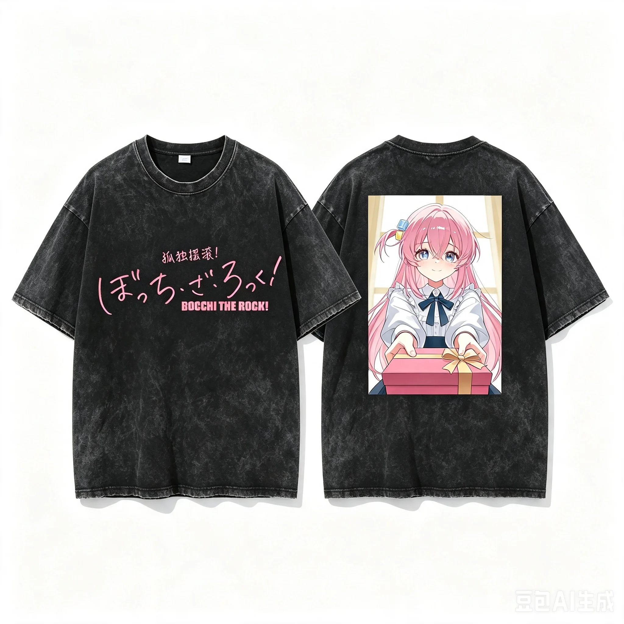 Hitori Gotoh Bocchi The Rock! Sunglasses Hoodie Portrait Double Sided Graphic Washed Crew Neck Women And Men T-shirt