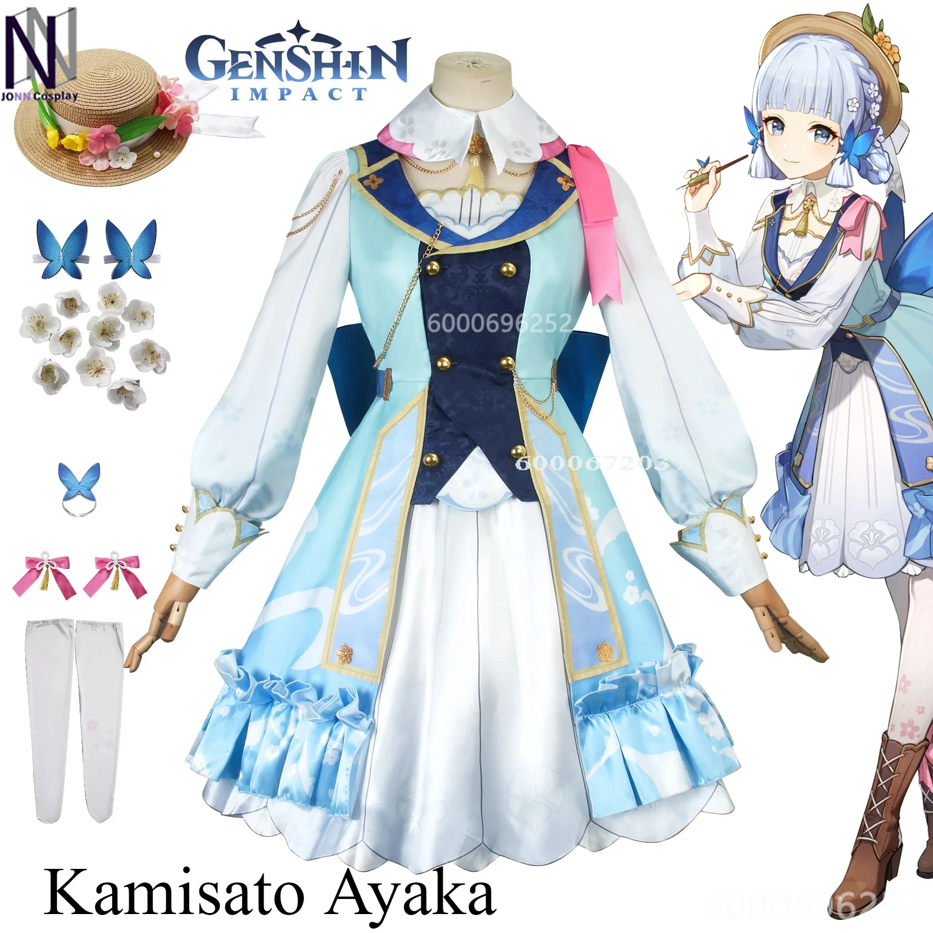 

Genshin Impact Game Kamisato Ayaka Springbloom Missive Cosplay Costume Carnival Uniform Anime Halloween Costumes Game New Skin