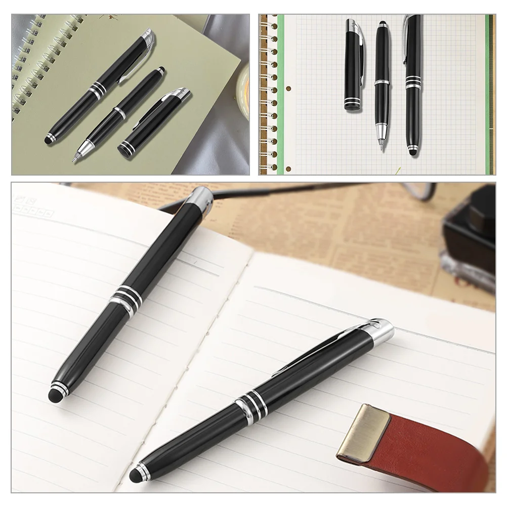 3 Pcs Ballpoint Pen Multi-function Touchscreen Flashlight Household LED Student Accessory Metal Pens Office Stationery Gift