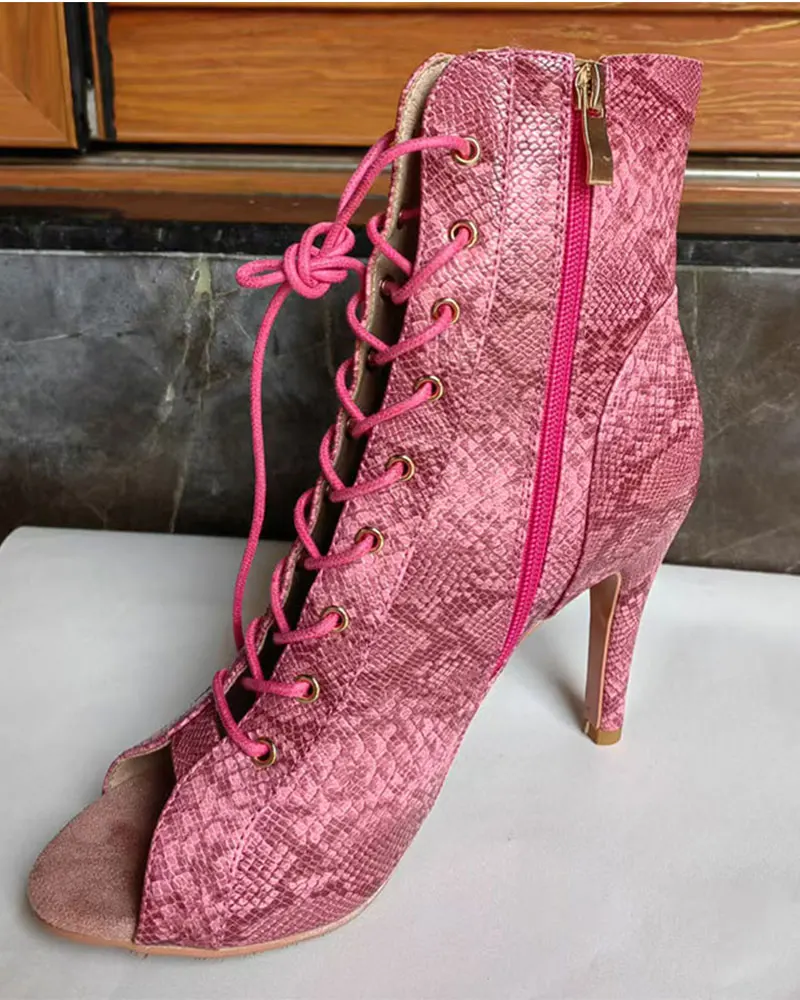 Customizable Latin Salsa Dance Jazz Dance Shoes Girls Ballroom Dance Club Short Boots Ladies Lace-Up Fashion Dance ankle Boots