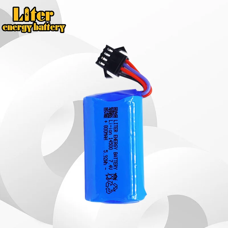 7.4V SM-3P/4P 14500 Battery 800mAh with Charger For Electric Toys Water Bullet Gun Spare Parts 7.4V Battery For RC toys Cars