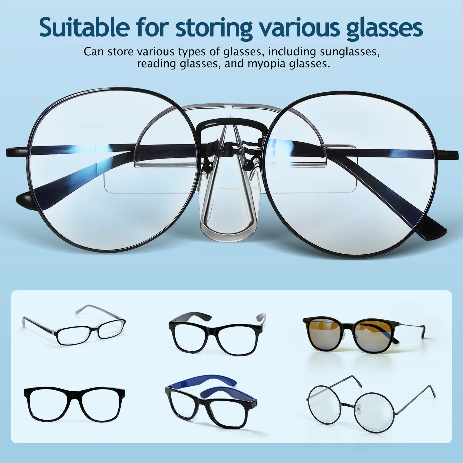 4Pcs Clear Wall Mounted Eyeglasses Holder Rack Space Saving Transparent Eyewear Organizer Stand for Bedroom Entryway Desk