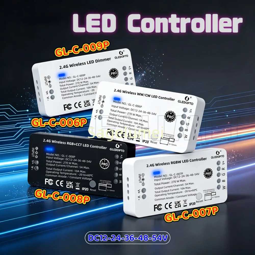 GLEDOPTO GL-C-007P DC12-54V LED Controller Zigbee3.0 RGB+CCT RGBW WW/CW Dimmer 2.4G Wireless Smart Home Work with Alexa Tuya Hue