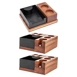 Espresso Knock Box Wood Coffee Tamper Station Organizer for Bar Hotel