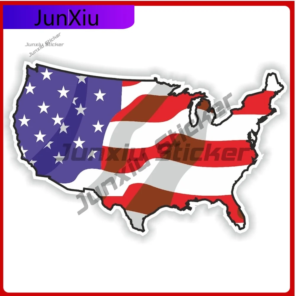 

Usa Map Flag Waving Vinyl Decals Waterproof Motorcycle Camping Funny Decorations Bike Accessories Creative Stickers Accessory