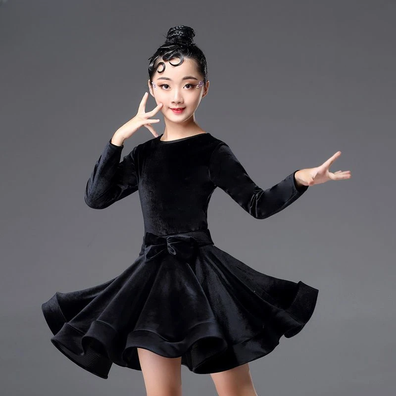 Robe d'entraînement de danse latine professionnelle pour enfants, vêtements de performance sur scène pour filles