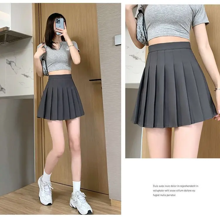 Plissierter Minirock mit Shorts für Damen, hohe Taille, A-Linie, Skater-Skort, Weiß, Schwarz, Rosa, sportliche Schuluniform, neue Mode, HotSale – Detail 15
