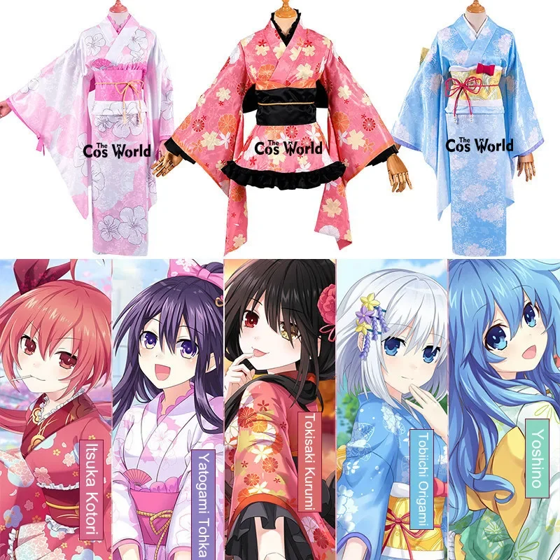 

DATE A LIVE Tokisaki Kurumi Yoshino Itsuka Kotori Tobiichi Origami Yatogami Tohka Kimono Yukata Dress Anime Cosplay Costumes