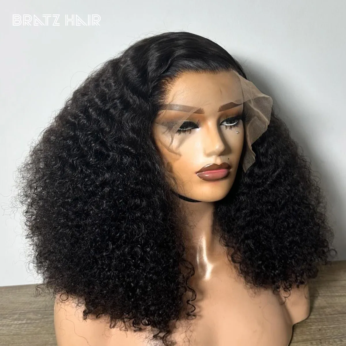 Super Double Drawn Jerry Curly 13x4 Transparent Lace Frontal Wig Brazilian Preplucked Thick 300 High Density 360 Full Lace Wig