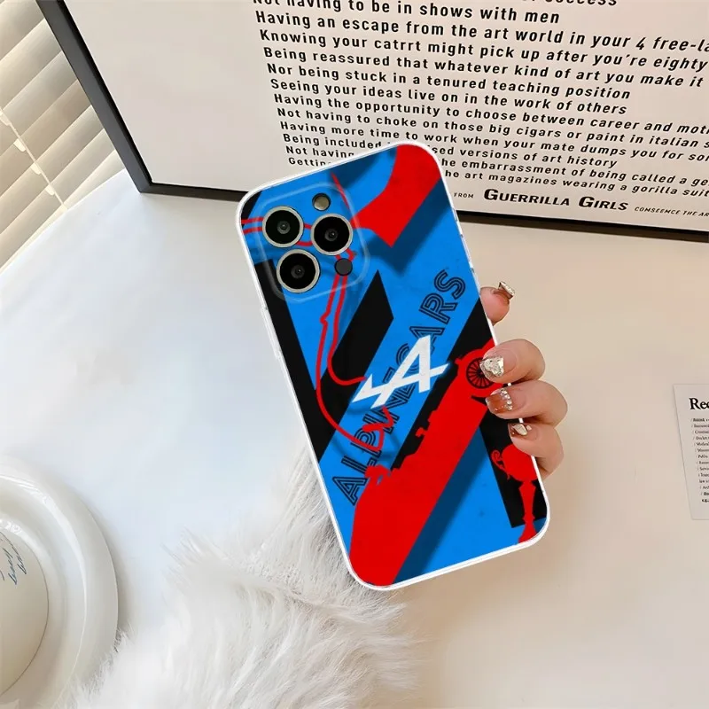 Alpine Logo Tricolor French Flag Phone Case Transparent For Iphone 14Pro 11 12 14 Pro Max Mini 6 6s 7 8 Plus X XR XS SE2020