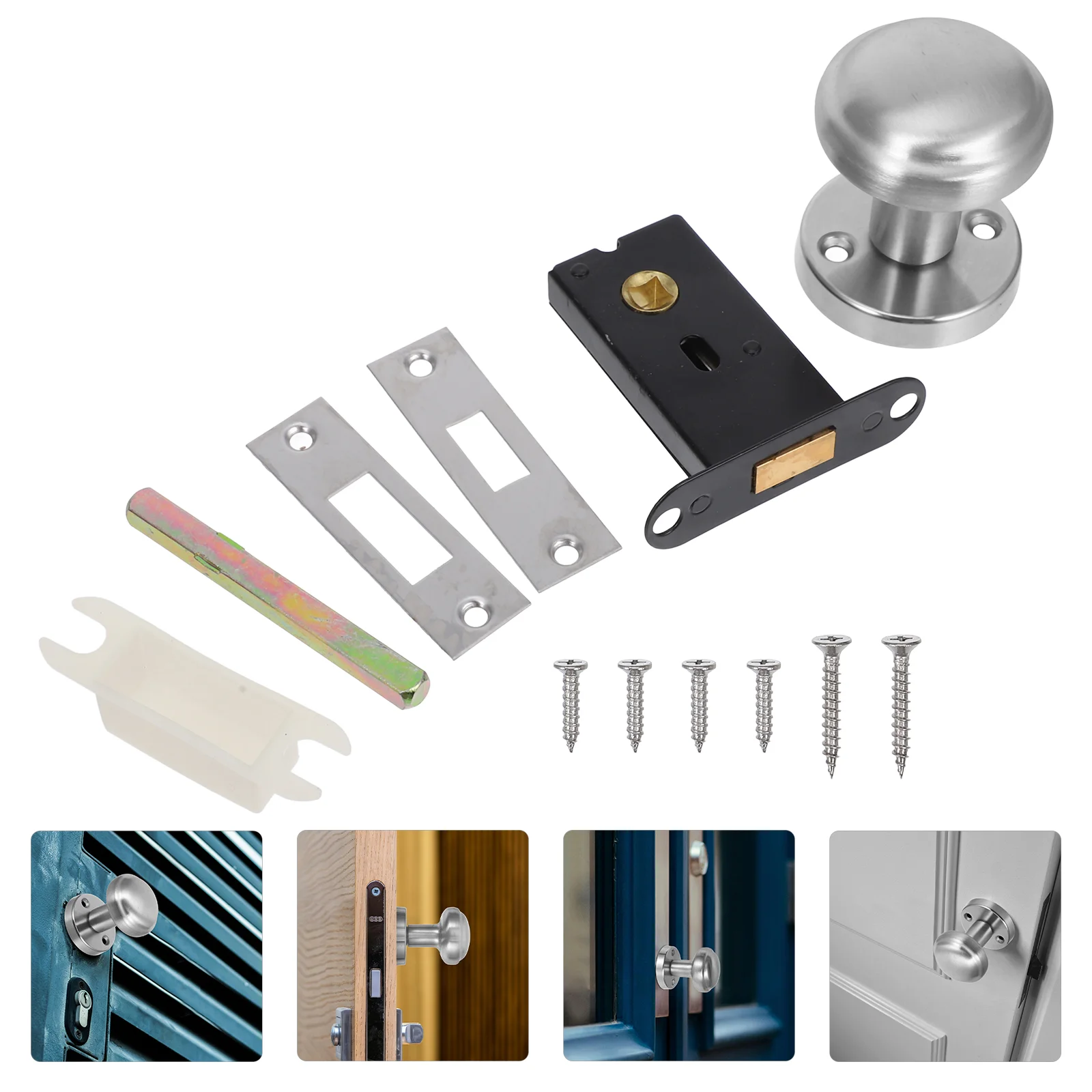 

Invisible Door Lock Indoor Knob Passage Kit Handle Replacement Interior Bathroom Stainless Steel