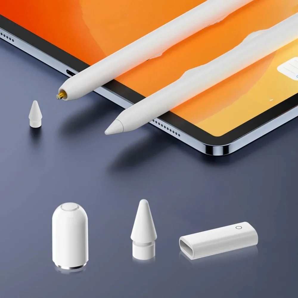 Practical Smart Chip Charging Adapter Aluminum Alloy White Magnetic Pencil Cap Stable Adsorption Stylus Replacement Accessories